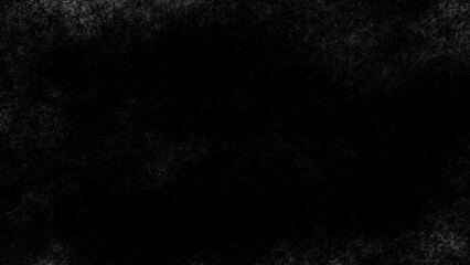 Grunge textured background presenting dark black vignette with white noise, generating dramatic mysterious atmosphere, enhancing visual design complexity and depth