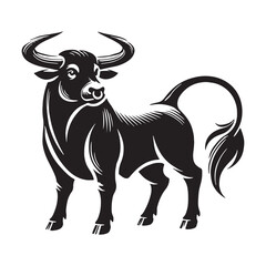Detailed ox silhouette for unique design applications - Ox black vector
