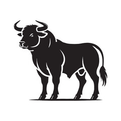 Stylish ox silhouette for digital art projects - Ox illustration - minimallest ox vector
