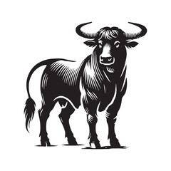 Majestic ox silhouette for innovative digital uses - Ox black vector
