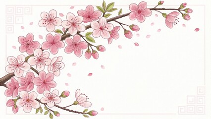 Naklejka premium abstract pixel art cute beautiful flowers cherry blossoms illustration background