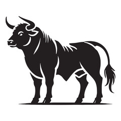 Minimalistic ox silhouette for digital and artistic designs - Ox illustration - minimallest ox vector
