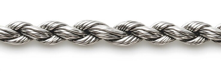 Silver braided rope pattern detail closeup