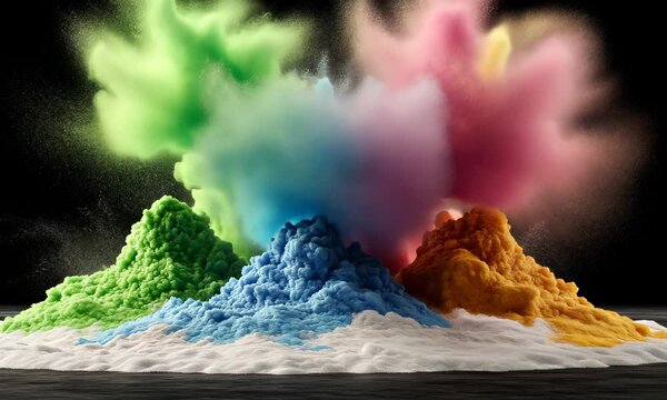 Vibrant Explosion of Colored Powders