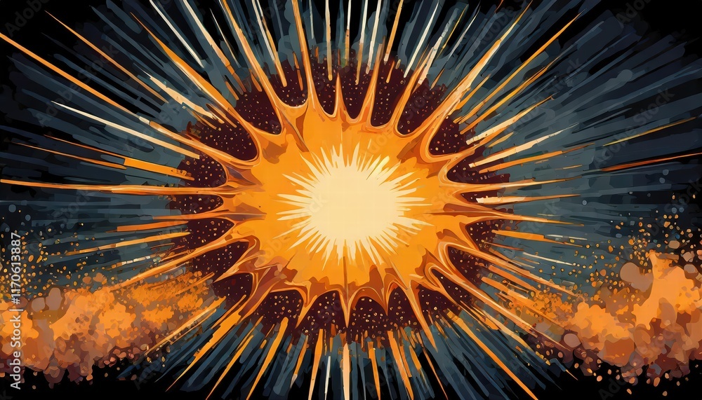 Poster explosion border isolated on transparent background a dynamic visual element for creative projects, 