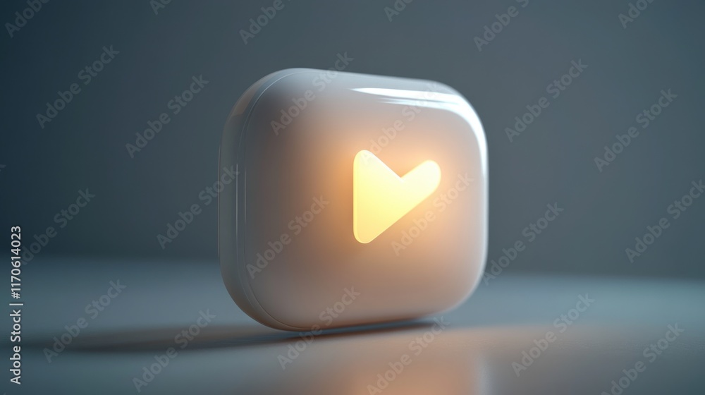 Poster Modern Messaging Application Icon in Minimalist Design with Soft Lighting on Gray Background
