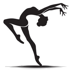 Contemporary Dance Silhouette Vector Illustration, Solid White Background.