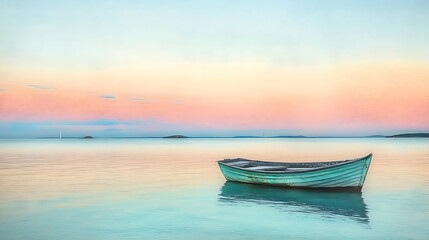 Naklejka premium soft-focus ocean distant boats serene summer sky