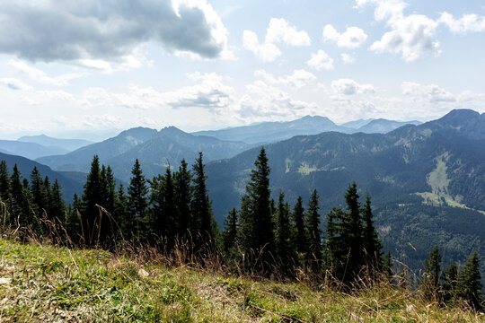 Bodenschneid mountain tour in springtime, Bavaria, Germany