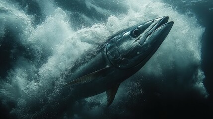 Fototapeta premium Here is a 10-word description of the image: Large tuna