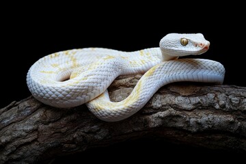 Fototapeta premium Albino mangrove pit viper on a tree branch