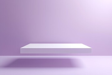 A white rectangular platform floating in the air, with a light purple background