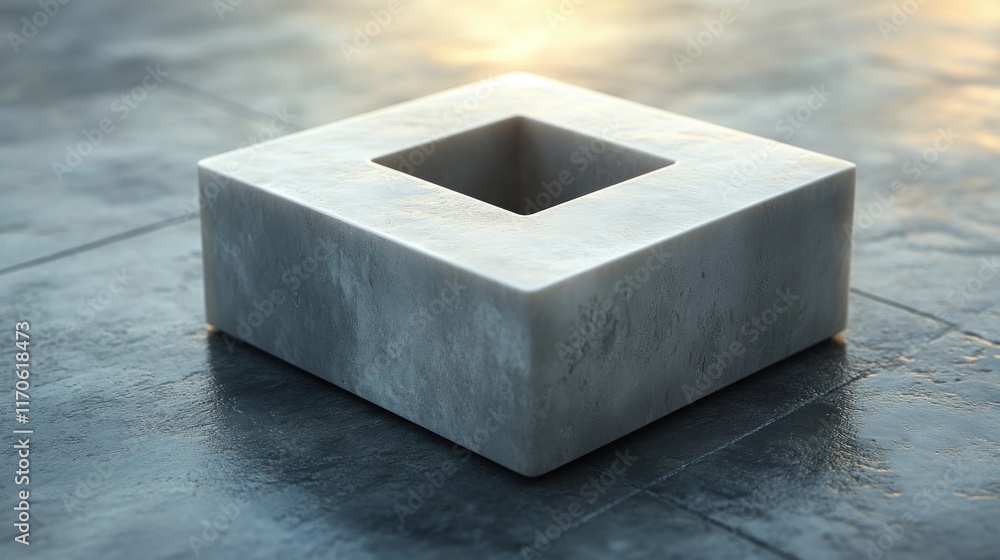 Poster Minimalistic 3D Icon on Gray Background with White Rounded Square and Soft Shadows