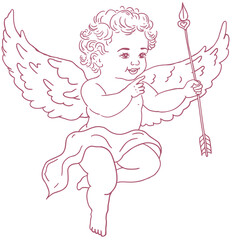 Cute Cupid with Arrow Illustration.