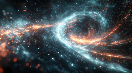 Obraz premium Swirling cosmic energy with orange and blue hues.