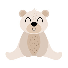 Polar bear clipart. Cute Arctic animal clipart. Hand draw vector illustration in flat style