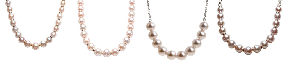 Obraz premium Elegant pearl necklace strands in a variety of colors sizes and styles presented as luxury fashion accessories and design elements Pearls beads