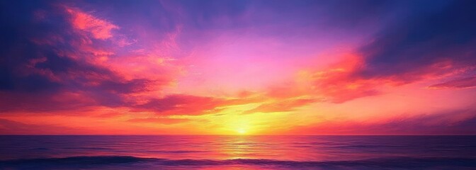 Vibrant Sunset over Ocean with Colorful Sky Reflecting on Water and Dreamy Atmosphere