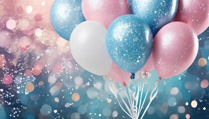 Exciting Gender Reveal Balloons and Glitter Invitation for Baby Shower Celebrate the Big Reveal with Pink and Blue Themes for Your Little Ones Arrival Perfect for Friends and Family Gatherings