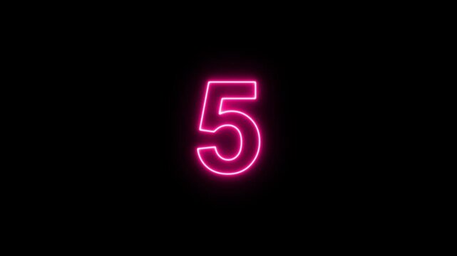 10 second countdown timer animation. neon light numbers from 10 to 1. neon number text glowing motion. Circle countdown timer 10 sec animation.