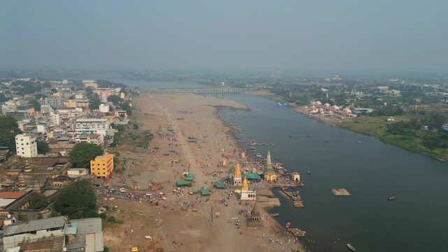 Chandrabhaga River pandharpur bird eye view drone shot