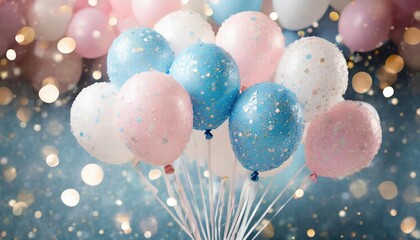 Celebrate the Exciting Gender Reveal with Our Stunning Balloons and Glitter Invitation for a Baby Shower Perfect for Pink and Blue Themes