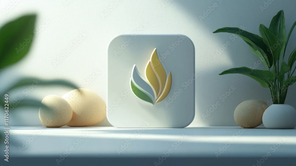 Aufkleber modern app icon design with 3d elements on a soft blue background