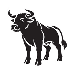 Bold angry ox silhouette for unique media projects - Angry ox illustration - minimallest angry ox vector
