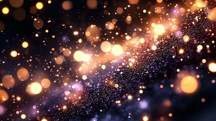 Obraz premium Vintage grunge urban landscape with defocused golden glitter light accents, dreamy twilight colors, Main Keyword: Urban twilight, Concept: Glitter night scene