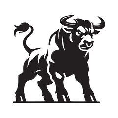 Simplified angry ox silhouette for creative digital media - Angry ox illustration - minimallest angry ox vector
