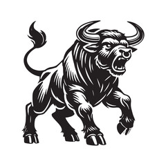 Majestic angry ox silhouette for versatile artistic uses - Angry ox illustration - minimallest angry ox vector
