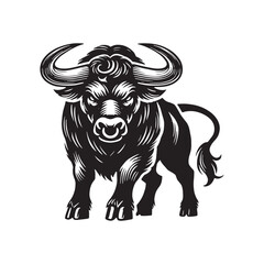 Powerful angry ox silhouette for innovative art designs - Angry ox illustration - minimallest angry ox vector
