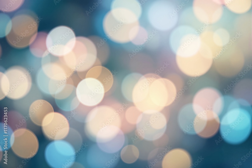 Poster blurred colorful bokeh effect with glowing circular lights on a gradient backdrop. soft tones create