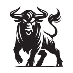 Simplified angry ox silhouette for artistic media projects - Angry ox illustration - minimallest angry ox vector
