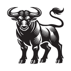 Unique angry ox silhouette for versatile design needs - Angry ox black vector
