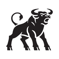 Detailed angry ox silhouette for unique design applications - Angry ox illustration - minimallest angry ox vector
