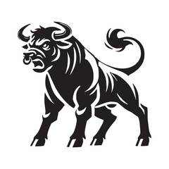 Powerful angry ox silhouette for innovative designs - Angry ox illustration - minimallest angry ox vector
