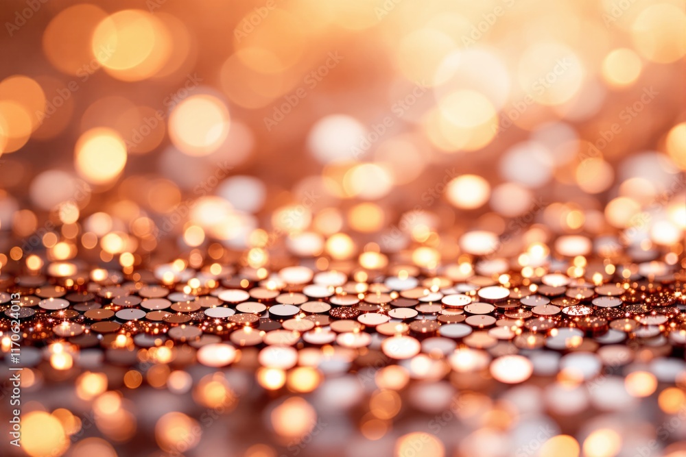 Poster glowing golden bokeh circles in a warm abstract style with a blurred background. concept of festive,