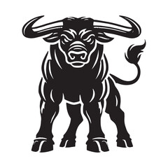 Fierce angry ox silhouette for creative projects - Angry ox illustration - minimallest angry ox vector
