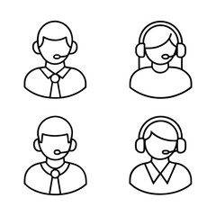 Customer support icon. Call, contact center. collection line vector art design