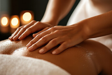 Naklejka premium Relaxing back massage in warm lighting