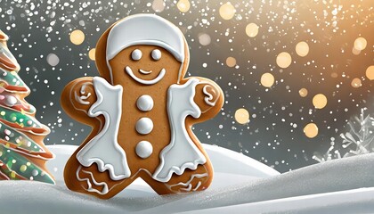 Delightful Gingerbread Man Cookie Cutout with Glossy Icing Perfect Festive Decoration for Christmas Celebrations and Holiday Treats Ideal for Baking Enthusiasts and Seasonal Festivities
