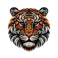 Fototapeta premium AI Generate of Tiger Head Shape as Natural Element such as Wind, Cloud, Tree, Animal, Wood, isolate in white.