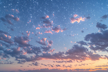 Twilight sky with stars and clouds