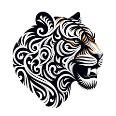 Obraz premium AI Generate of Tiger Head Shape as Natural Element such as Wind, Cloud, Tree, Animal, Wood, isolate in white.