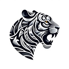 Obraz premium AI Generate of Tiger Head Shape as Natural Element such as Wind, Cloud, Tree, Animal, Wood, isolate in white.