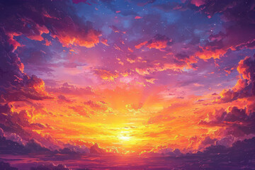 Vivid Sunset Sky with Vibrant Colors