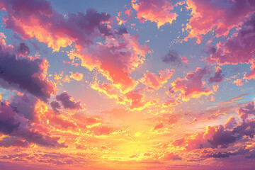 Vivid Sunset Sky with Vibrant Colors