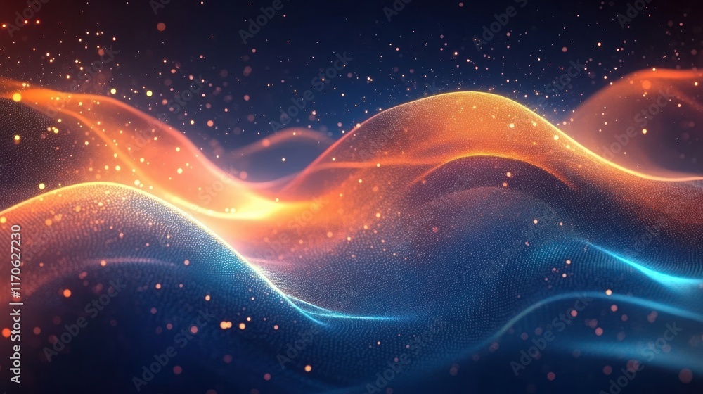 Poster abstract digital background wave forms with light gradient for technology and education