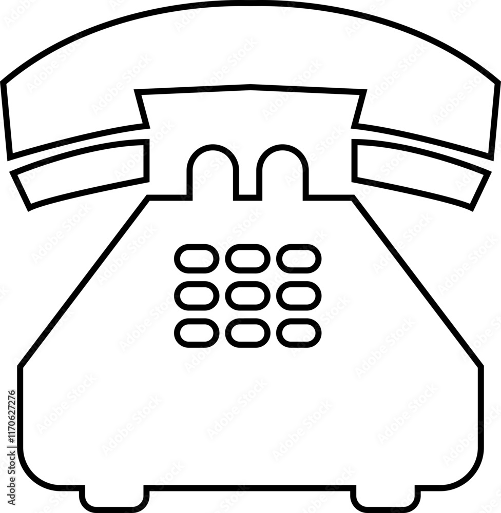 Poster phone icon vector in trendy black line style. telephone call sign. contact us symbol illustration. c